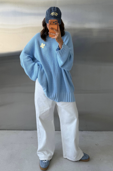 Джемпер объемный вязаный Label .B, цвет: голубой Kn.02.6LB | новая ресейл коллекция купить онлайн