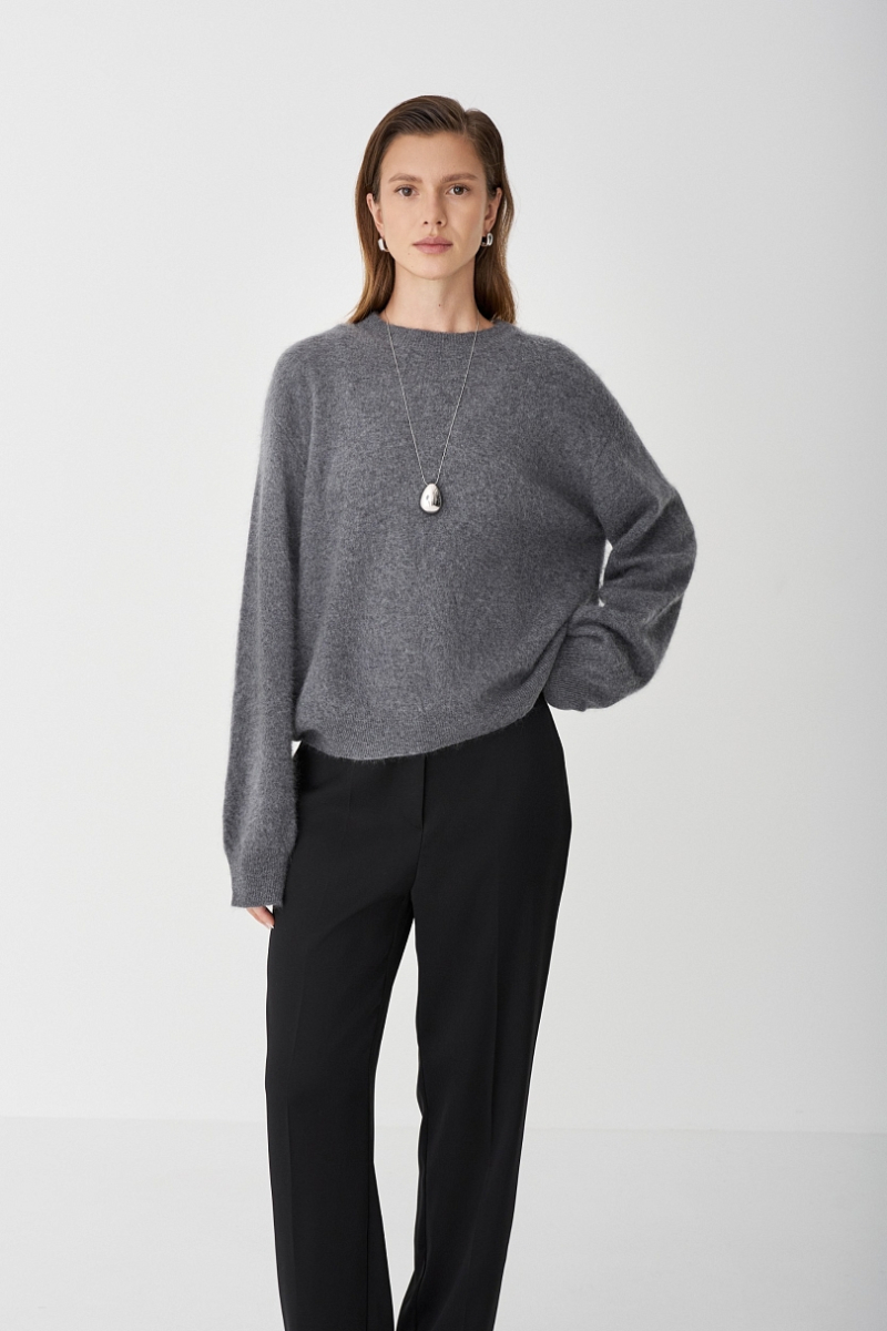 Свитер пушистый из 100% шерсти Ricoco, цвет: серый, 6099/3 купить онлайн