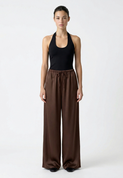 Брюки широкие из сатина REFERT, цвет: темно-коричневый, 09-3782/1-2511 купить онлайн