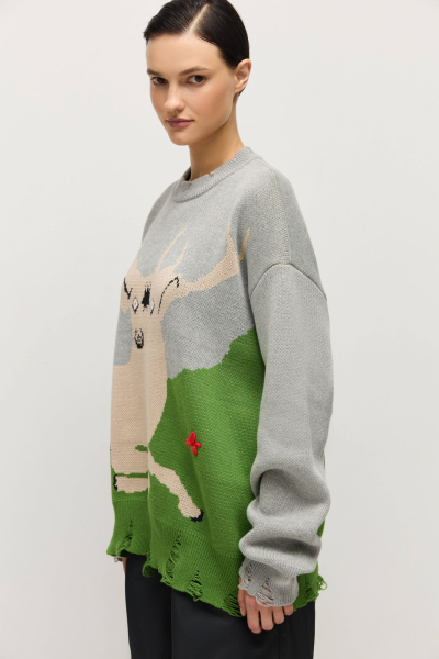 Джемпер Around x Гастроли AROUND, цвет: серый/зеленый, 219_143C01 купить онлайн