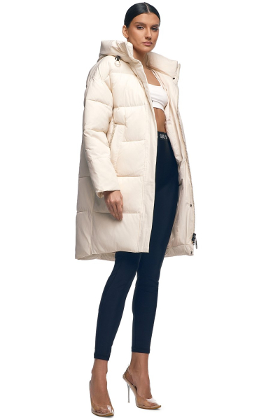 Пуховик удлинённый с капюшоном SODAMODA, цвет: бежевый, 15911 купить онлайн