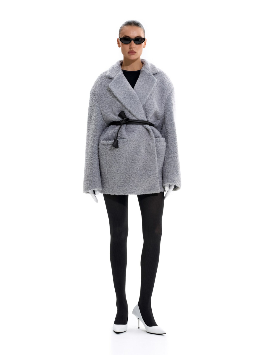 Пальто из смесовой шерсти ANOTHER SELECT, цвет: серо-голубой, 00074 купить онлайн