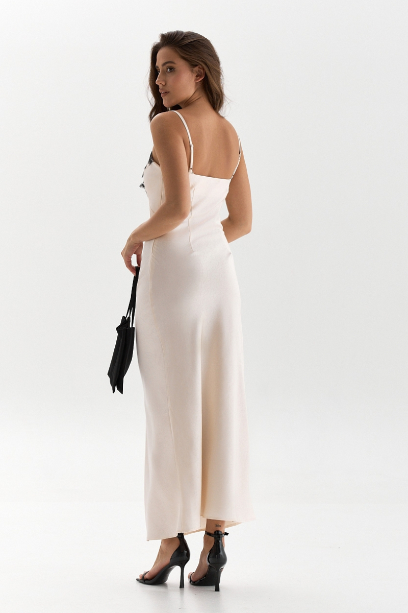 Платье-комбинация с кружевом Ricoco, цвет: кремовый, 7030/1 купить онлайн