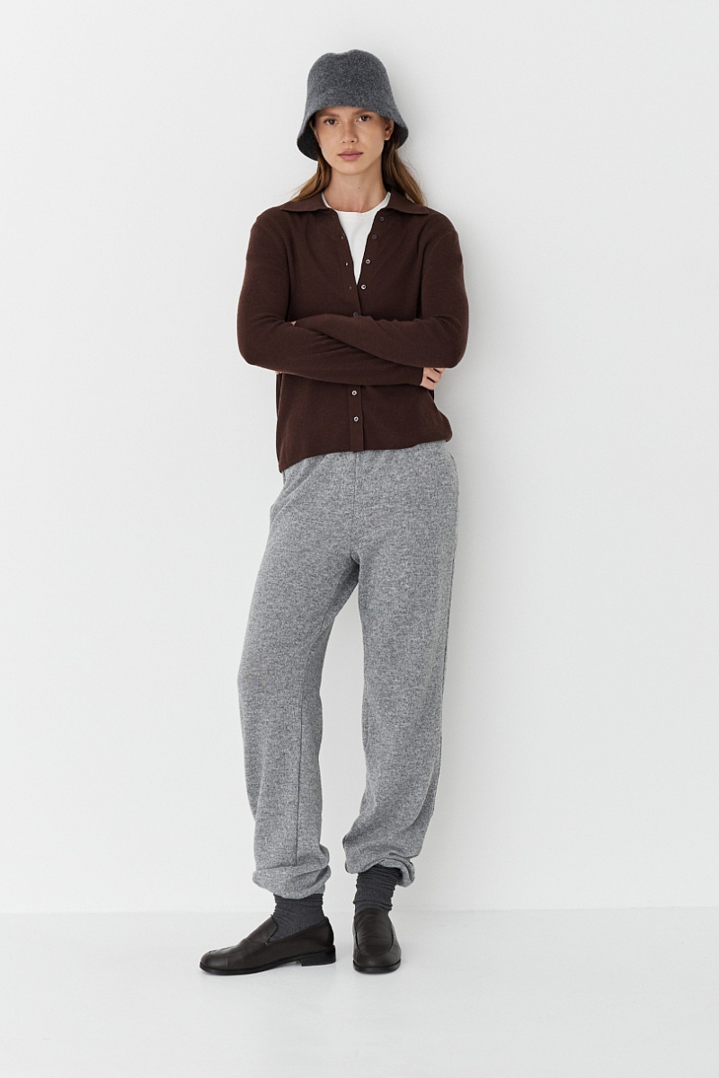 Брюки базовые из смесовой шерсти CL Ricoco, цвет: серый меланж, 7036/3 купить онлайн