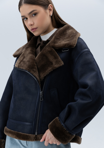 Дубленка-авиатор LAPLANDIA, цвет: синий, 1651 купить онлайн