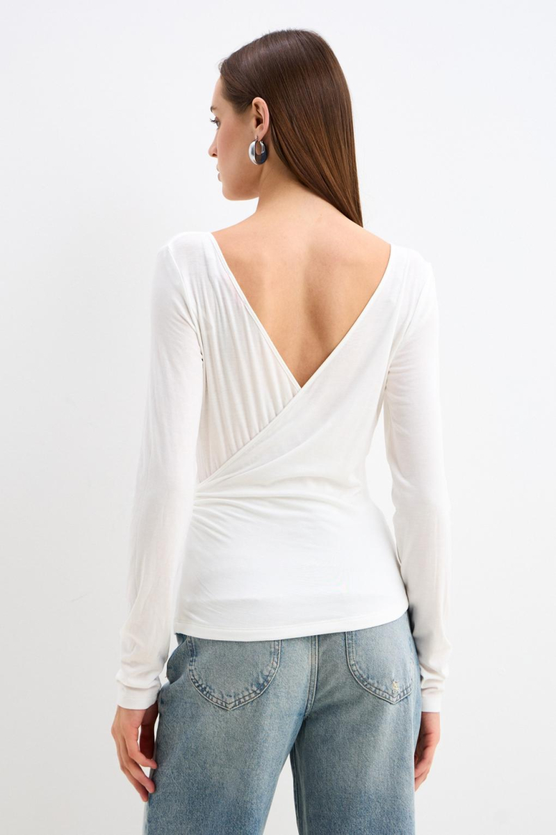 Лонгслив с V-вырезом ENEVOO, цвет: белый, 06075 купить онлайн