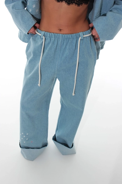 Брюки из денима GARCHIT, цвет: голубой,  купить онлайн