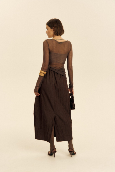 Лонгслив паутинка SAGAS, цвет: коричневый, 250028 купить онлайн