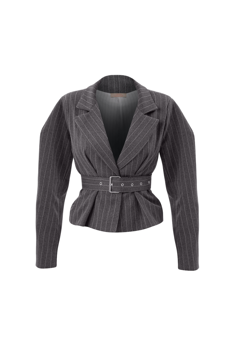 Пиджак приталенный в полоску BARDAK, цвет: серый, НФ-00000068 купить онлайн
