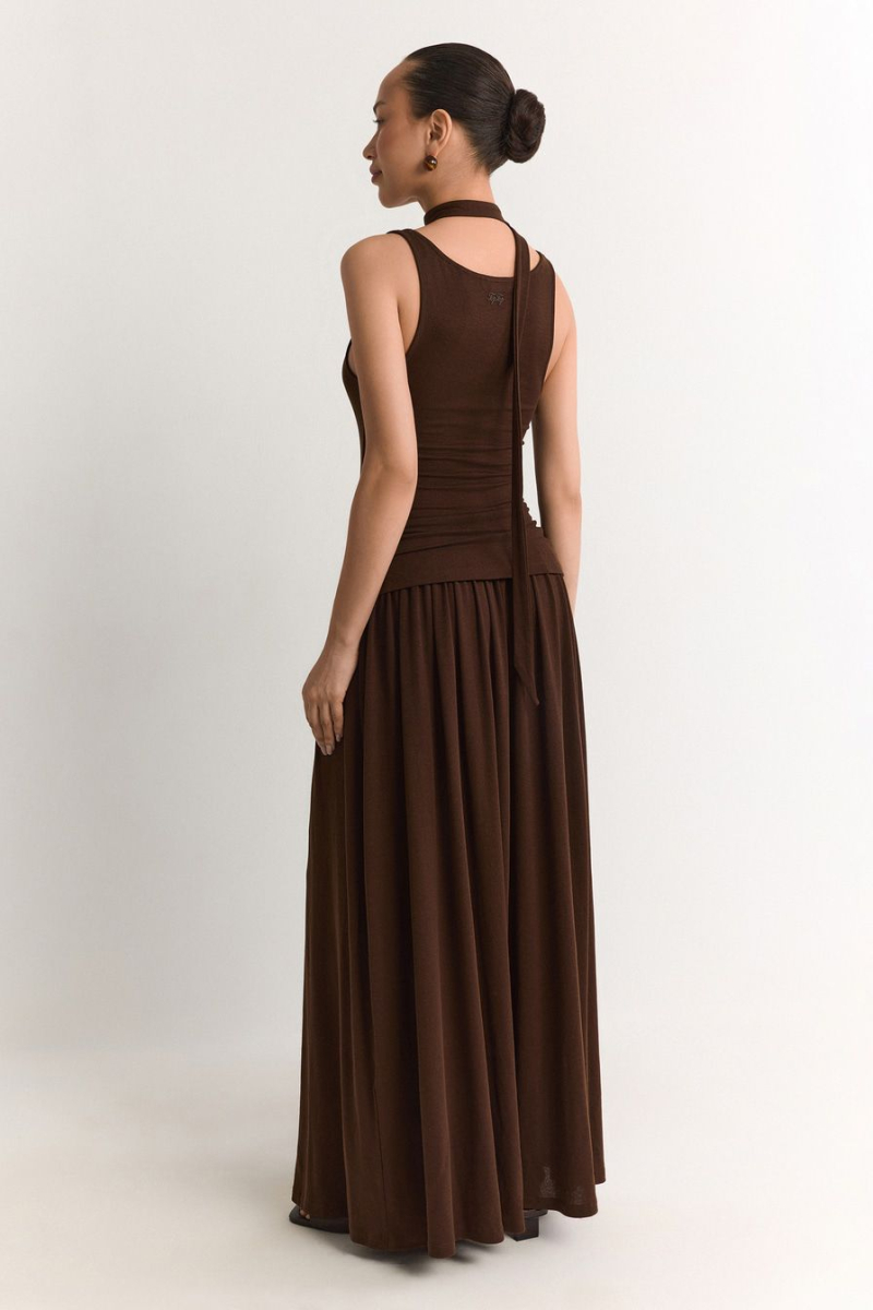 Платье с декоративными сборками TOPTOP, цвет: коричневый, TT.012.19262.700 купить онлайн