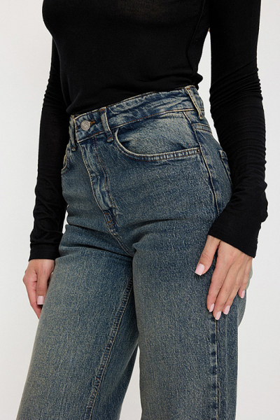 Джинсы прямые с высокой посадкой ABDA, цвет: винтажный синий, 312608603107 купить онлайн