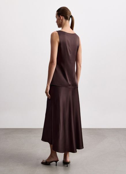 Юбка миди из шелка ALL WE NEED, цвет: коричневый, 2603W17100P-19 купить онлайн