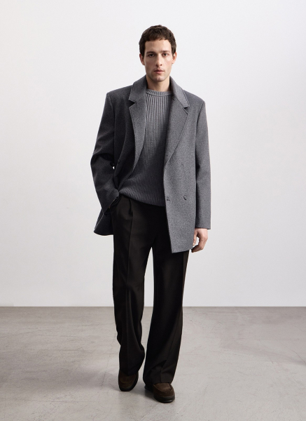 Полупальто-бушлат из шерсти ALL WE NEED, цвет: серый, 2603M5163-03 купить онлайн