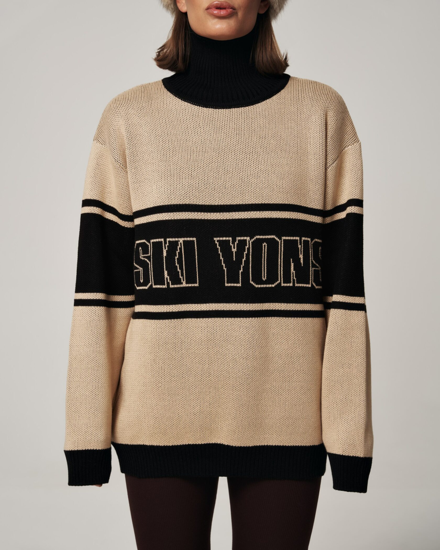 Свитер SKI YONS YONS, цвет: бежевый/черный, YO-747 купить онлайн