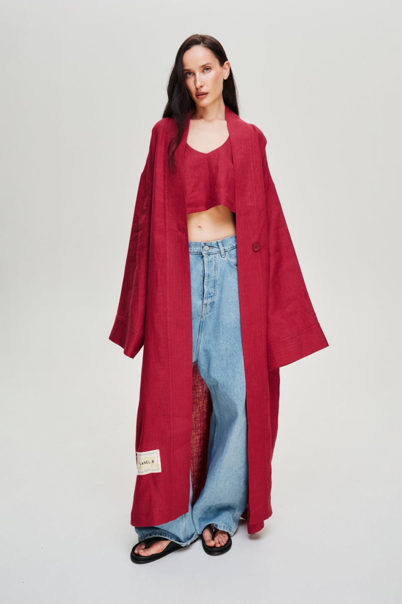 Кимоно макси изо льна