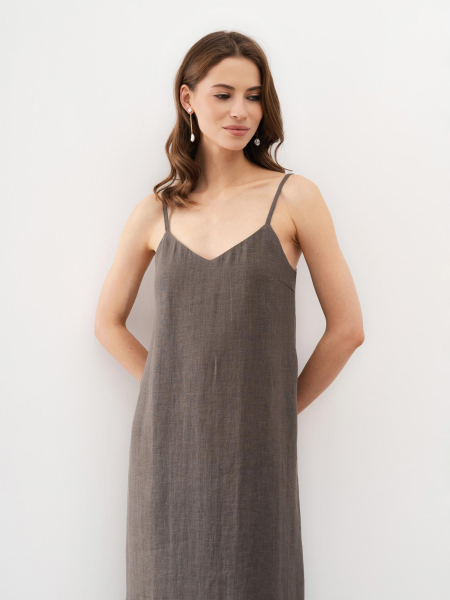 Платье на бретелях Petrichor PURE LINEN, цвет: серый,  купить онлайн
