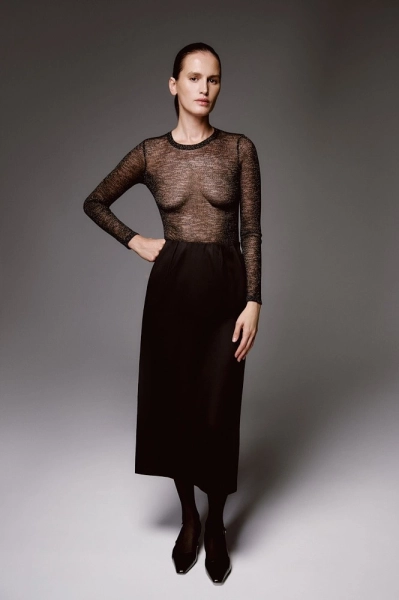 Лонгслив трикотажный полупрозрачный Daisyknit, цвет: Чёрный, 1796 купить онлайн