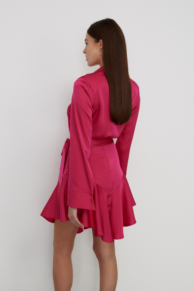 Платье с фигурной кокеткой и воланом Charmstore, цвет: фуксия, 10003248 купить онлайн