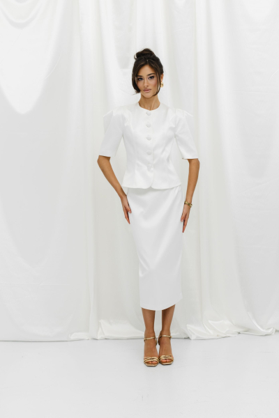 Юбка из атласа миди VELVET, цвет: молочный, 00-00005254 купить онлайн