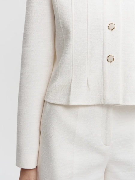 Укороченный жакет из твида ANNA PEKUN, цвет: белый,  купить онлайн