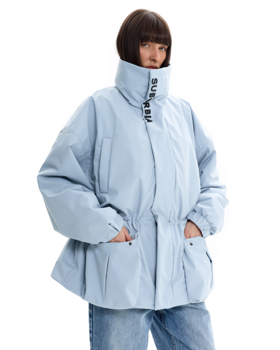 Куртка с кулиской на талии Suborbia, цвет: серо-голубой, 006969 купить онлайн