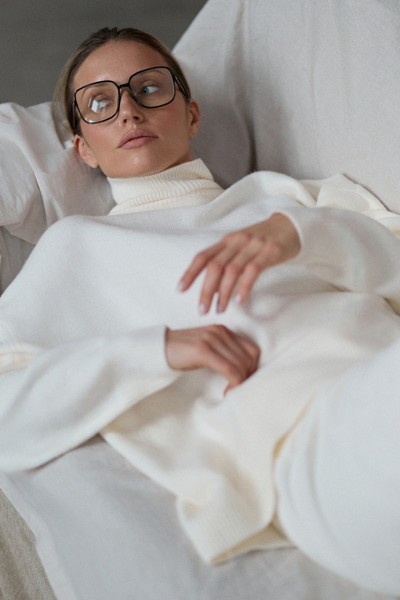 Свитер с шерстью оверсайз Ricoco, цвет: белый, 7014/2 купить онлайн