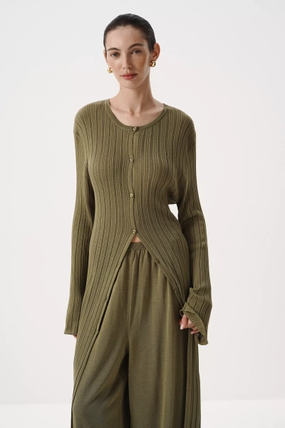 Кардиган макси из лиоцелла и шерсти Charmstore, цвет: жженая олива, 305-586119-1010 купить онлайн