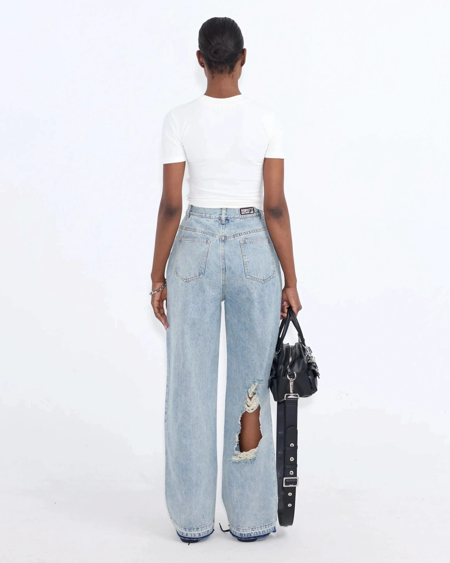 Джинсы с разрезами ASIA ST 71, цвет: голубой, Ast71.jeans-ripped-blue купить онлайн