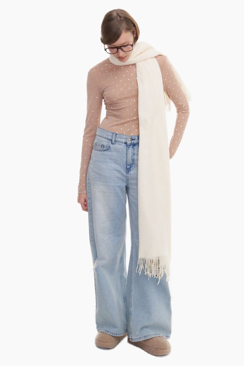 Шарф с бахромой TOPTOP, цвет: молочный TT.607.15425.120 купить онлайн