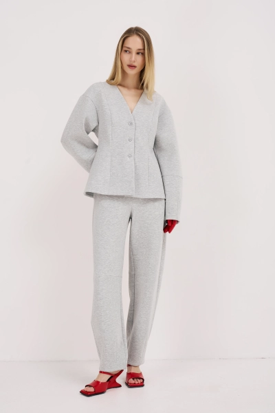 Брюки из трикотажного модала Ricoco, цвет: серый меланж,  купить онлайн