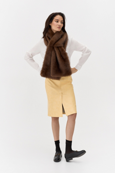 Шарф из экомеха с подкладом Ricoco, цвет: шоколадный 7004/1 купить онлайн
