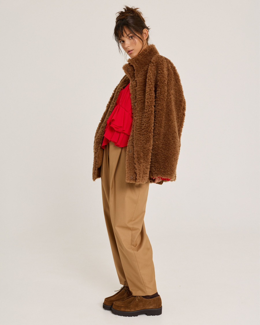 Бомбер из мериноса BROWN Anmuse, цвет: коричневый, 1525AZ BROWN купить онлайн