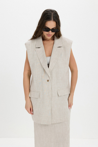 Жилет лен ABDA, цвет: бежевый, 712610203502 купить онлайн
