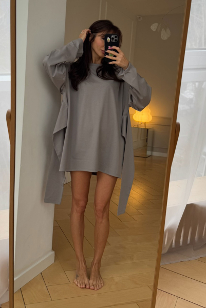 Лонгслив объемный с завязками LIGHT GREY Label .B, цвет: light grey, TP.03.5.0606LGR купить онлайн