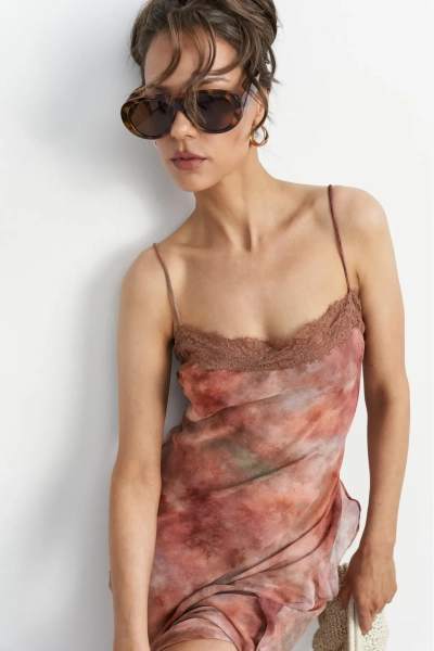Платье с кружевом Erist store, цвет: терракотовый, НФ-00003899 купить онлайн