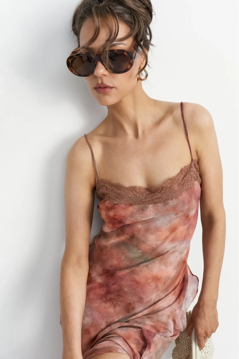 Платье с кружевом Erist store, цвет: терракотовый, НФ-00003899 купить онлайн