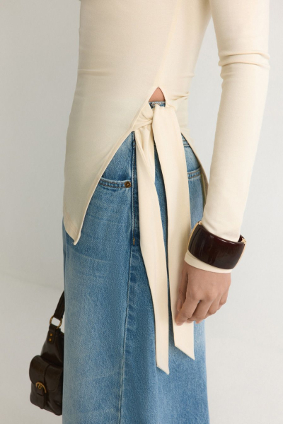 Лонгслив из смесовой вискозы TOPTOP, цвет: молочный, TT.025.19447.120 купить онлайн