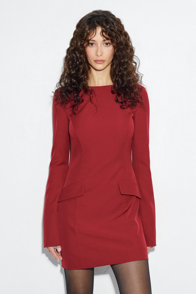 Платье с декоративными клапанами TOPTOP, цвет: красный, TT.010.16946.320.03891 купить онлайн