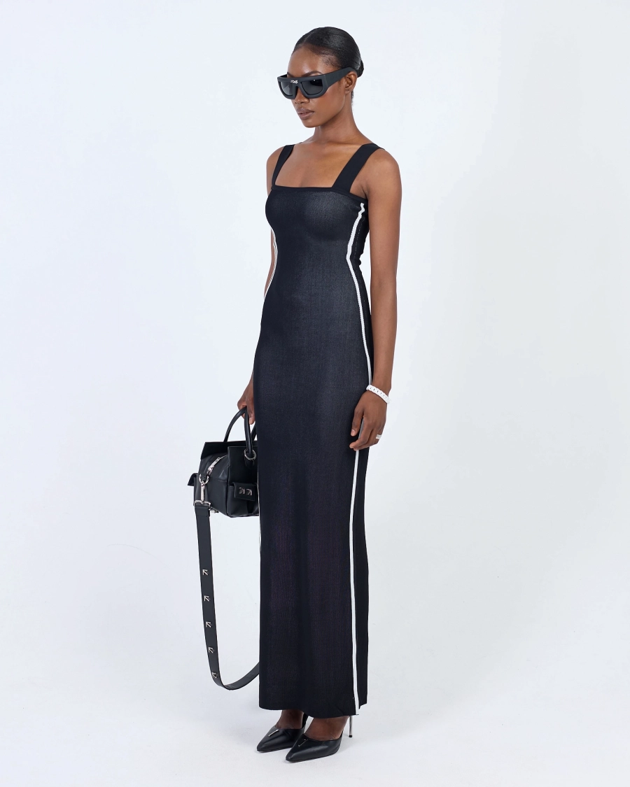 Платье вязаное 7 ПОЛОСЫ ASIA ST 71, цвет: Черный, Ast71.knit-dress-stripes-black купить онлайн