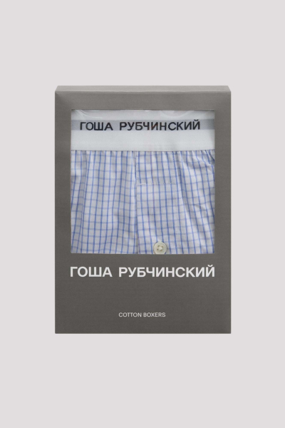 Боксеры хлопковые ГОША РУБЧИНСКИЙ, цвет: белый/голубой BXR_0301_white_blue | новая мужская коллекция купить онлайн