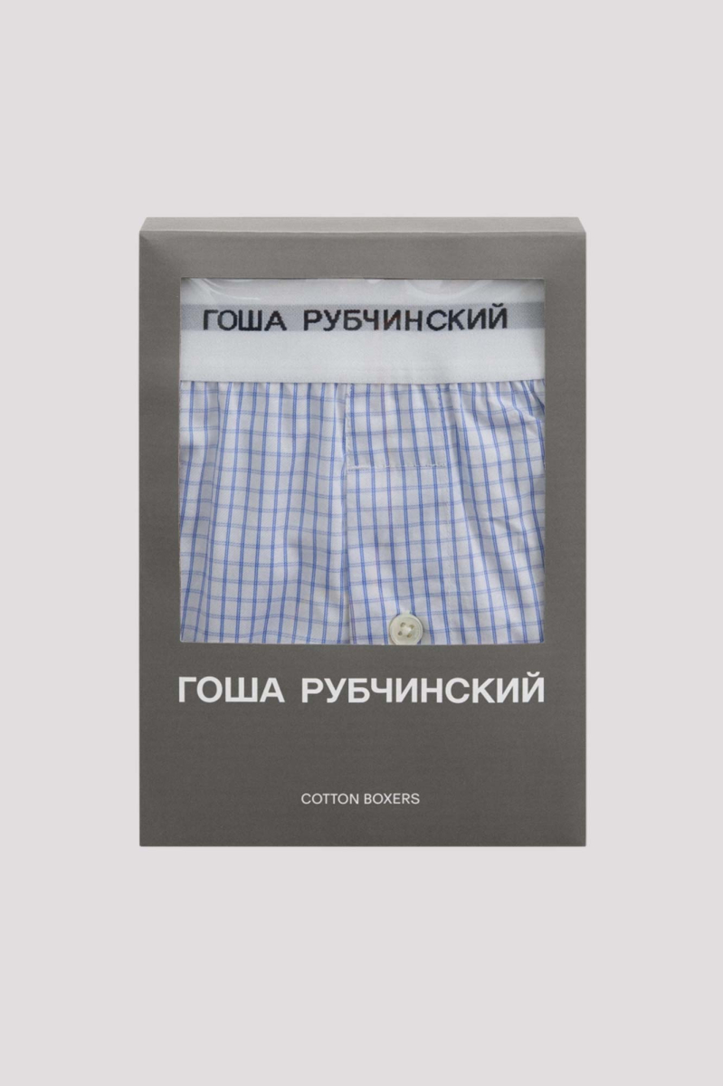 Боксеры хлопковые ГОША РУБЧИНСКИЙ, цвет: белый/голубой BXR_0301_white_blue | новая мужская коллекция купить онлайн
