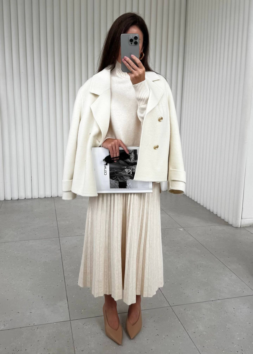 Костюм: джемпер с юбкой "Гофре" I.B.W., цвет: молочный, KJ124 купить онлайн