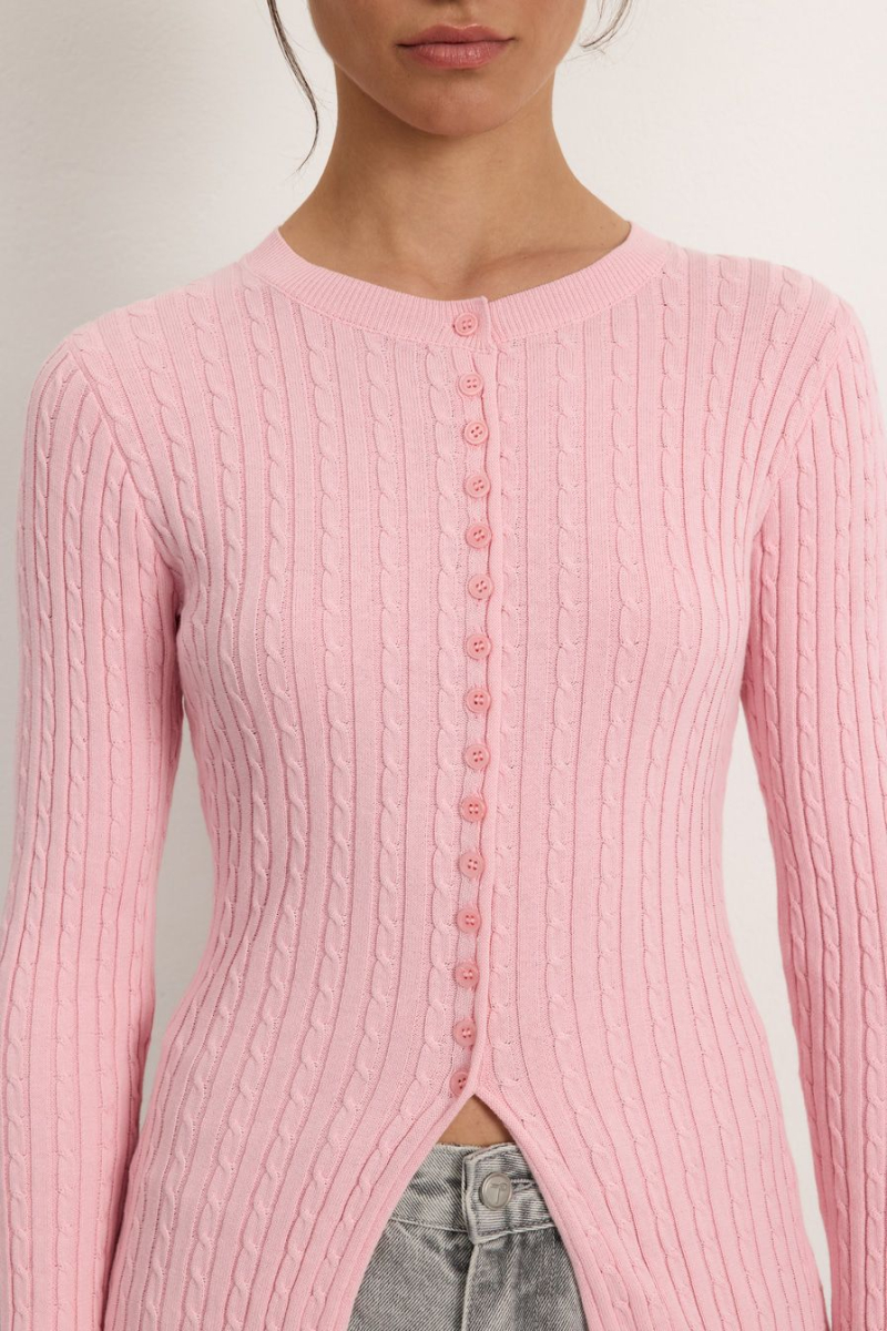 Кардиган из смесового хлопка TOPTOP, цвет: розовый,  купить онлайн