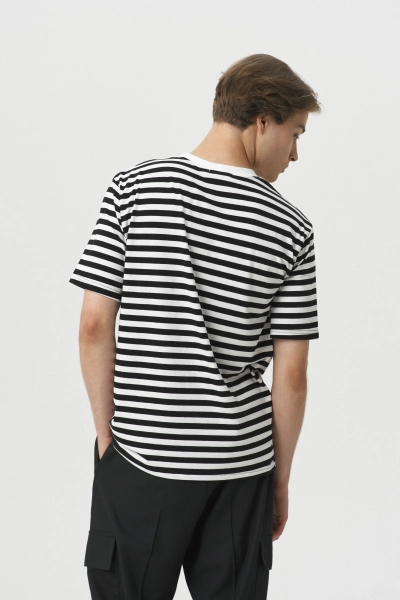 Футболка из хлопка в полоску Oversize Stripes BUCHNER, цвет: черно-белый,  купить онлайн