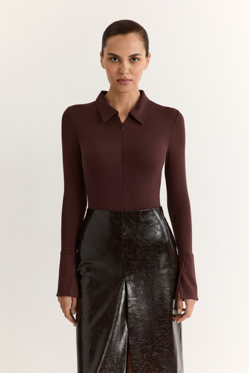 Боди из смесовой вискозы TOPTOP, цвет: коричневый, TT.022.17927.700 купить онлайн