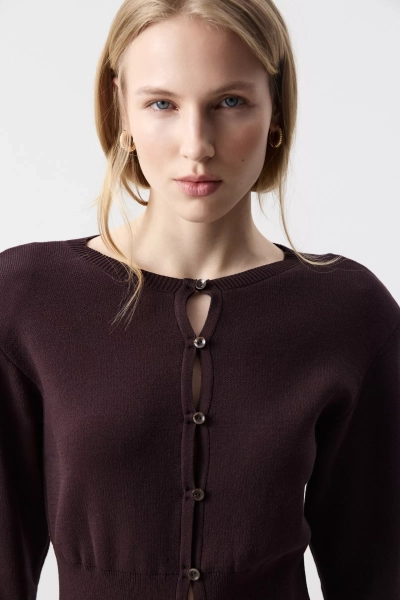 Кардиган с акцентными плечами Charmstore, цвет: шоколадный, 305-54788-551 купить онлайн