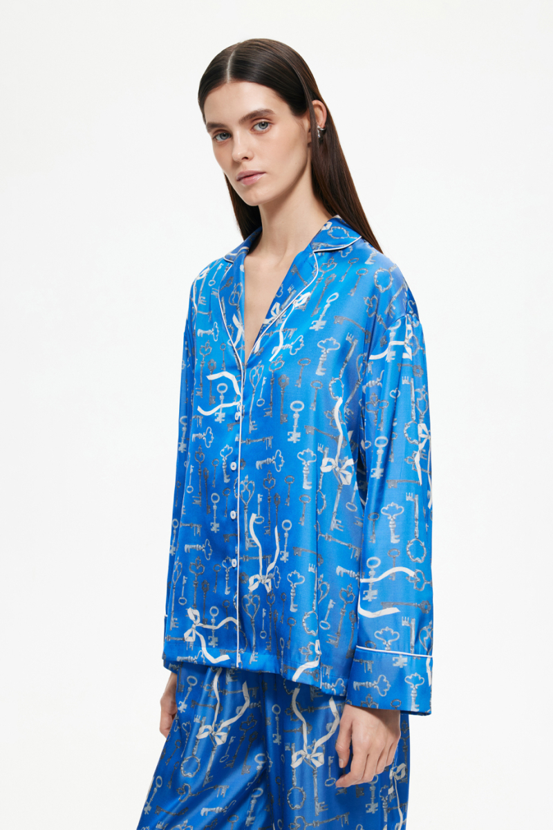 Блузка пижамная с принтом DREAMS BY ALENA AKHMADULLINA, цвет: голубой, 225102050204512/211000 купить онлайн