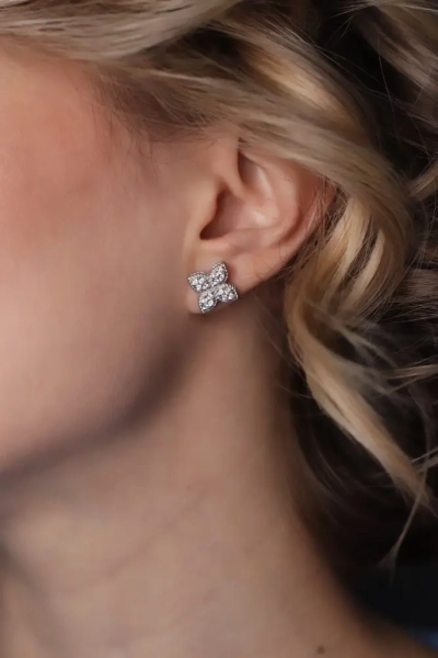 Серьги-пусеты из серебра с фианитами Tosya Store, цвет: серебро, 901062652 купить онлайн