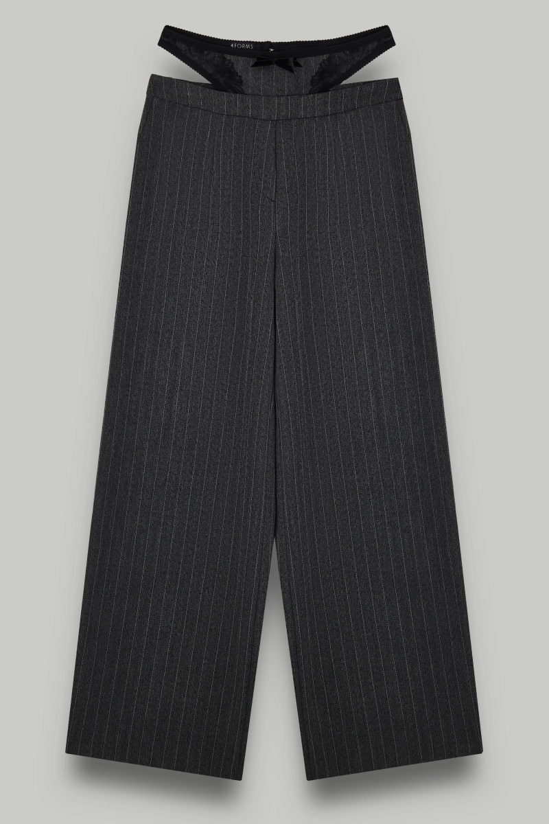 Брюки прямые с отделкой из кружева 4forms, цвет: серый, 65467 купить онлайн