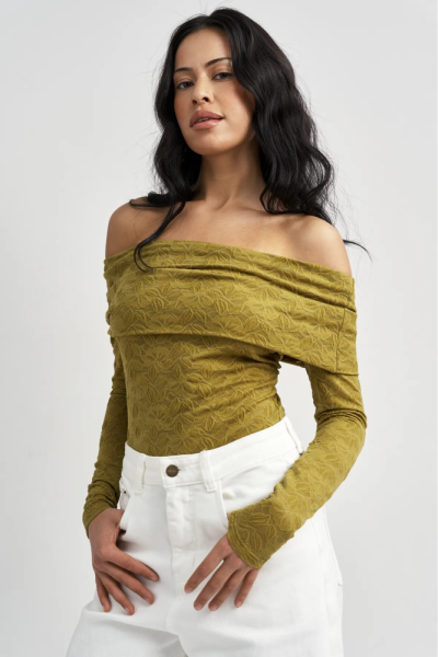 Лонгслив ажурный в цвете Оливковый